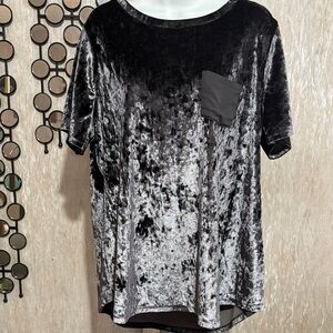 Maurices Crushed Velvet Short Sleeve Tee with Pocket - Grey